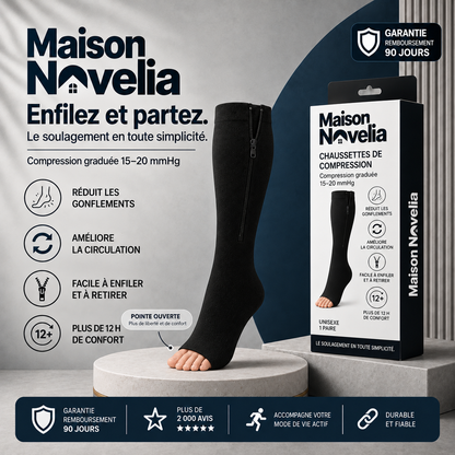 Lévia™ — Chaussettes de Compression Zippées