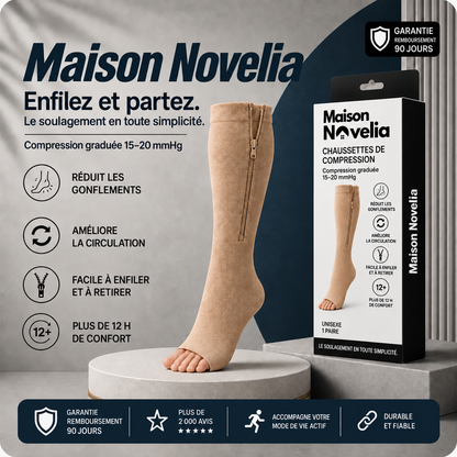 Lévia™ — Chaussettes de Compression Zippées