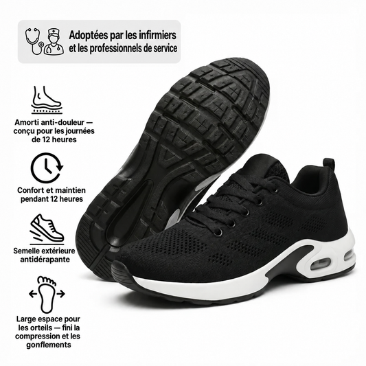 Maison Novelia Pro – Chaussures conçues pour un port quotidien de 12 heures et soulageant les douleurs aux pieds, aux genoux et au dos.