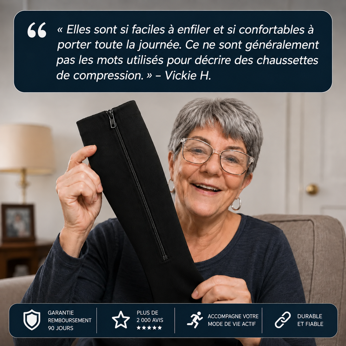 Lévia™ — Chaussettes de Compression Zippées