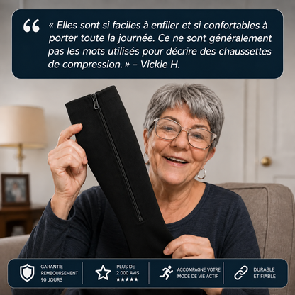 Lévia™ — Chaussettes de Compression Zippées